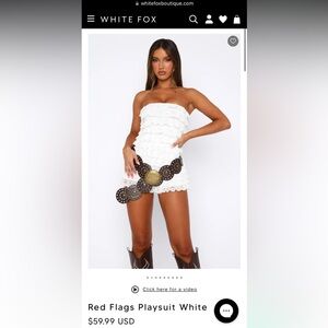 White Fox Red Flags Playsuit White